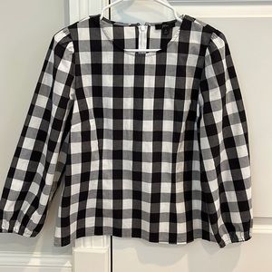 J. Crew women’s checked blouse 3/4 sleeve, size 6